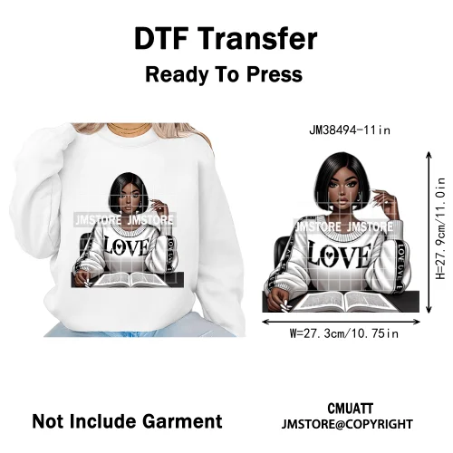 Motivational African Girls Melanin Queen Hope Faith Self Love Printing Iron on DTF Transfer Stickers Ready to Press for Clothing
