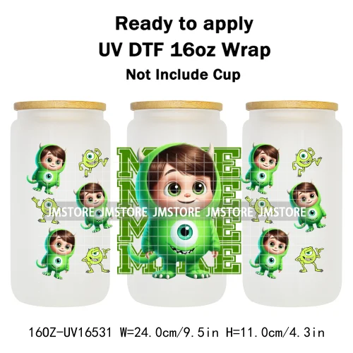 Toy Cartoon Movie Character UV DTF Wraps Transfer Sticker Selfadhesive Waterproof High Quality For 16OZ Libbey Glass Can Tumbler