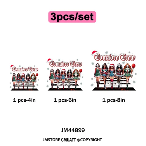 Winter Christmas Cartoon Holiday Characters Thug Life Green Iron on Washable DTF Transfers Stickers Ready to Press for Textiles