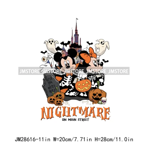 Happy Halloween Cartoon Animal Character Spooky Vibes Trick Or Treat Iron On DTF Transfer Stickers Ready To Press For Sweatshirt