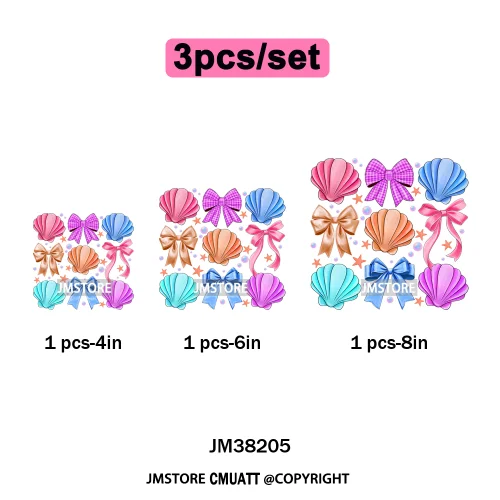 Spring Break Wildflower Seashell Turtle Coquette Sun Summer Vacation Iron on DTF Transfers Stickers Ready to Press for Clothes