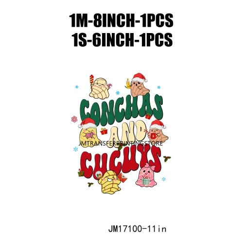 Cute Conchita Pantasmas Latin Christmas Decals Conchas Cucuys Christmas Ghouls Gifts Iron On DTF Transfers Sticker For Clothing