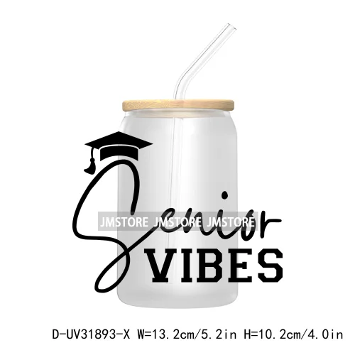 Senior 2025 College Grad UV Sticker Decals For Libbey Cold Cups Mugs Tumbler Transfer Stickers Waterproof Labels Graduation Cap