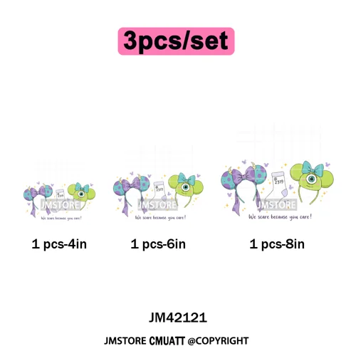 Colorful Mouse Headbands Cartoon Animal Princess Character Iron on DTF Washable Transfers Stickers Ready to Press for Clothes