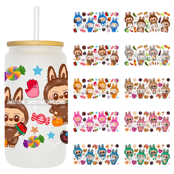 Cute Monster Doll Mexican Concha 16OZ UV DTF Cup Wraps Ready To Apply Waterproof Transfer Stickers For Libbey Glass Can Tumbler