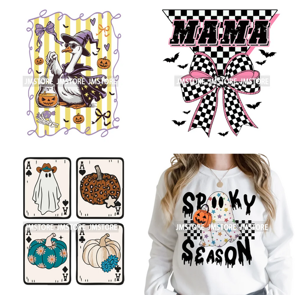 Witchy Goose Howday Pumpkin Boo Ghost Spooky Season Coquette Halloween Iron on DTF Transfers Stickers Ready to Press for Clothes