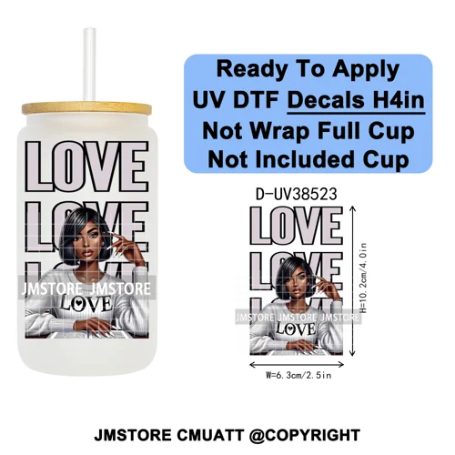 Black Girl Praying Faith Religious Women UV DTF Transfer Stickers Decals Ready To Apply Waterproof For 16OZ Libbey Glass Can Cup