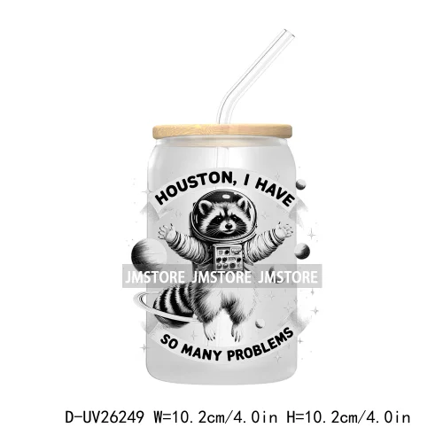 Stay Trashy UV DTF Transfer Stickers Decals For Libbey Cold Cups Mugs Durable Waterproof Custom Logo Labels Funny Raccoon