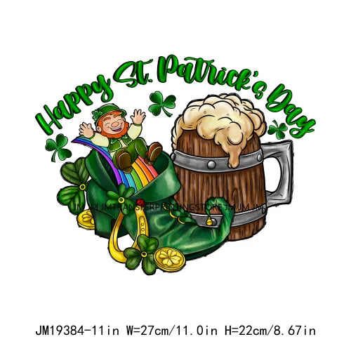 Cheers Lucky Beer Crush Shamrocks Dog Mom Dental Squad Howdy Lucky Irish Day St Patrick's DTF Transfer Stickers Decals For Shirt