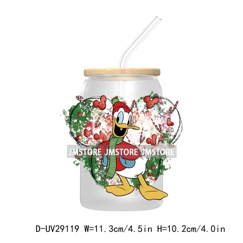 Christmas Vibes Cartoon Mouse Friends UV DTF Transfer Stickers Decals For Libbey Cold Cups Mugs Tumbler Labels Magical Kingdom