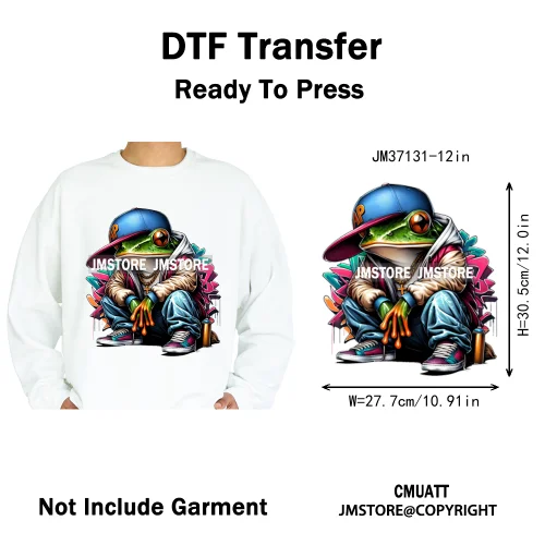 12in Cartoon Graffiti Streetwear Tiger Bunny Animal King Hip Hop Poster Iron on DTF Transfer Stickers Ready to Press for Hoodies