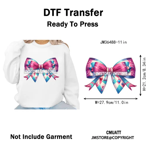 Colorful Princess Vibes Coquette Girly Kids Pastel Bows Printed Decals Iron on DTF Transfer Stickers Ready to Press for Clothes
