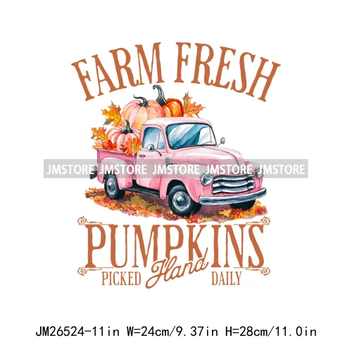 Coquette Farm Fresh Pumpkin Spice Season Fall Vibes Pumpkin Patch Girly DTF Iron On Transfer Sticker Ready To Press For Clothing