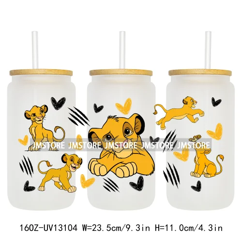Cartoon Lion Magic King UV DTF Wraps Transfer Sticker Selfadhesive Waterproof High Quality For 16OZ Libbey Glass Can Tumbler