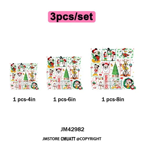 Very Merry Christmas Party Cartoon Princess Kids Friends Winter Gifts Iron on DTF Transfers Stickers Ready to Press for Textiles