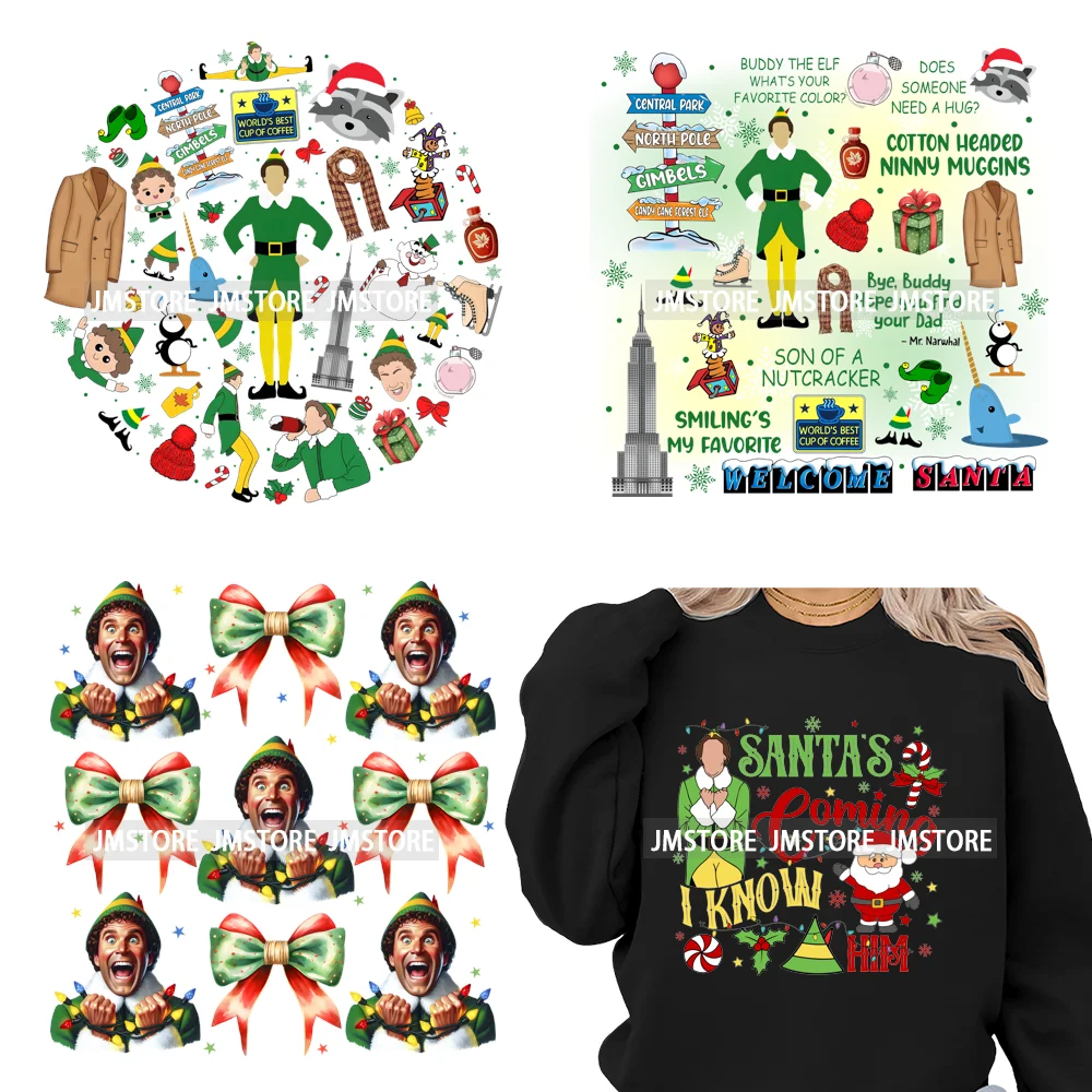 Funny Christmas Movie Quotes Cartoon Characters Santa Iron on Washable DTF Heat Transfer Stickers Ready to Press for Sweatshirts