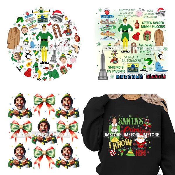 Funny Christmas Movie Quotes Cartoon Characters Santa Iron on Washable DTF Heat Transfer Stickers Ready to Press for Sweatshirts