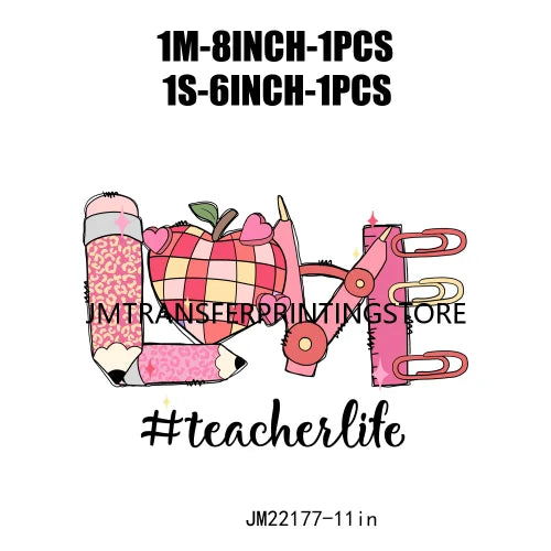 In My Teacher Era Teach Love Watch Logos Teacher Word Teaching Fills My Heart Teacher's Day DTF Transfer Stickers For Hoodies