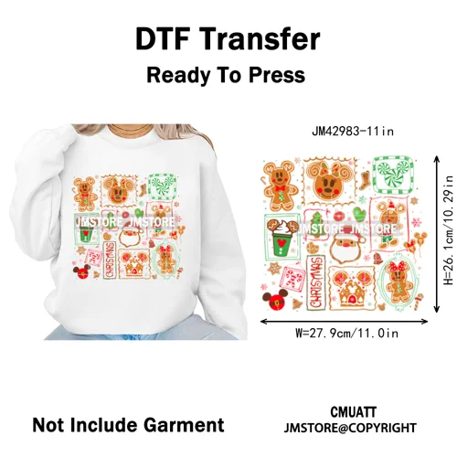 Very Merry Christmas Party Cartoon Princess Kids Friends Winter Gifts Iron on DTF Transfers Stickers Ready to Press for Textiles