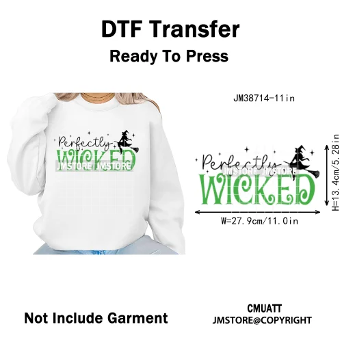 Magic Musical Movies Bad Good Witches Team Pink Green Coquette Iron on DTF Heat Transfers Stickers Ready to Press for T-shirts