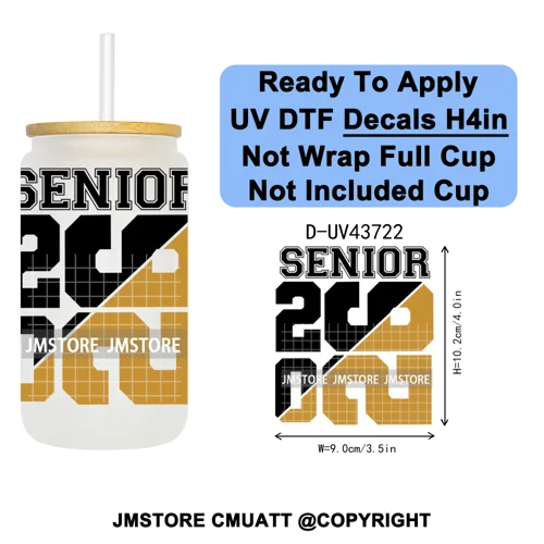 My Last First Day Senior 2026 UV DTF Cup Decals Ready To Apply Transfer Stickers Durable Custom Labels For Libbey Glass Can Mug