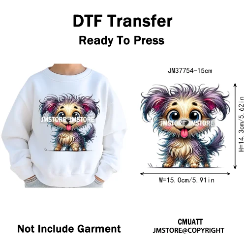15cm 5.9in Kids Quirky Safari Cartoon Animal Iron On Transfers Stickers For Clothing DTF Printed Appliques Washable T-Shirts