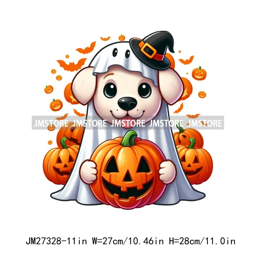 Cute Flower Ghost Bat Hey Boo Double Trouble Spooky Halloween Designs DTF Iron On Transfer Stickers Ready To Press For Clothing