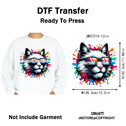 12in Street Snarl Savage Animal King Graffiti Urban Bear Bunny Cat Dog Iron on DTF Transfers Stickers Ready to Press for Clothes