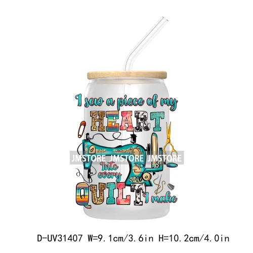 Just A Woman Who Loves To Sew UV DTF Transfer Stickers Decals For Libbey Cold Cups Mugs Tumbler Custom Waterproof Sewing Machine