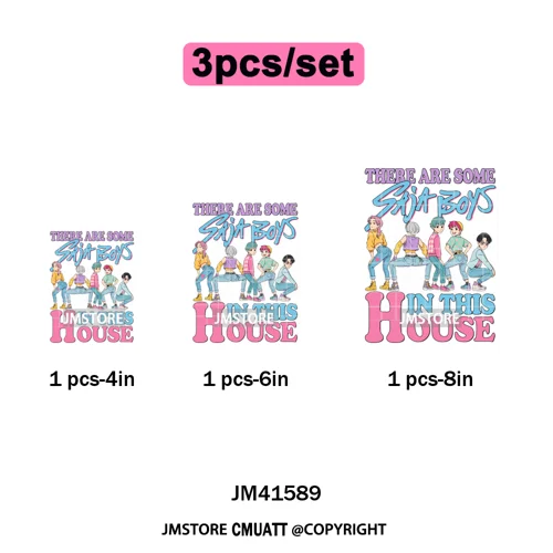 Cartoon Kpop Spooky Boys Girls In This House Era Halloween Iron on DTF Washable Transfers Stickers Ready to Press for Clothes