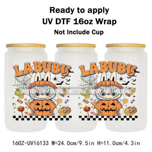 Spooky Doll Monster Characters UV DTF Stickers Fall Pumpkin Halloween Ready to Transfer Cup Wrap For Libbey Can Glass Tumblers