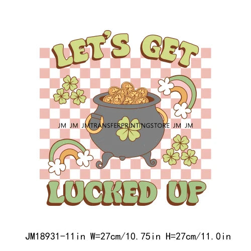 Happy St Patrick's Irish Day Lucky Vibes Shamrock And Roll Wish DTF Heat Transfers Stickers Printing Ready To Press For Clothing