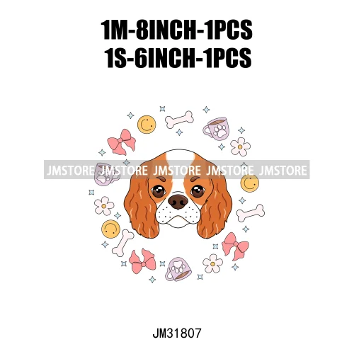 Funny Love Animal Puppy Pet Dogs Cocoa Flower Coquette Design Iron On DTF Transfers Stickers Ready To Press For Sweatshirts Bags