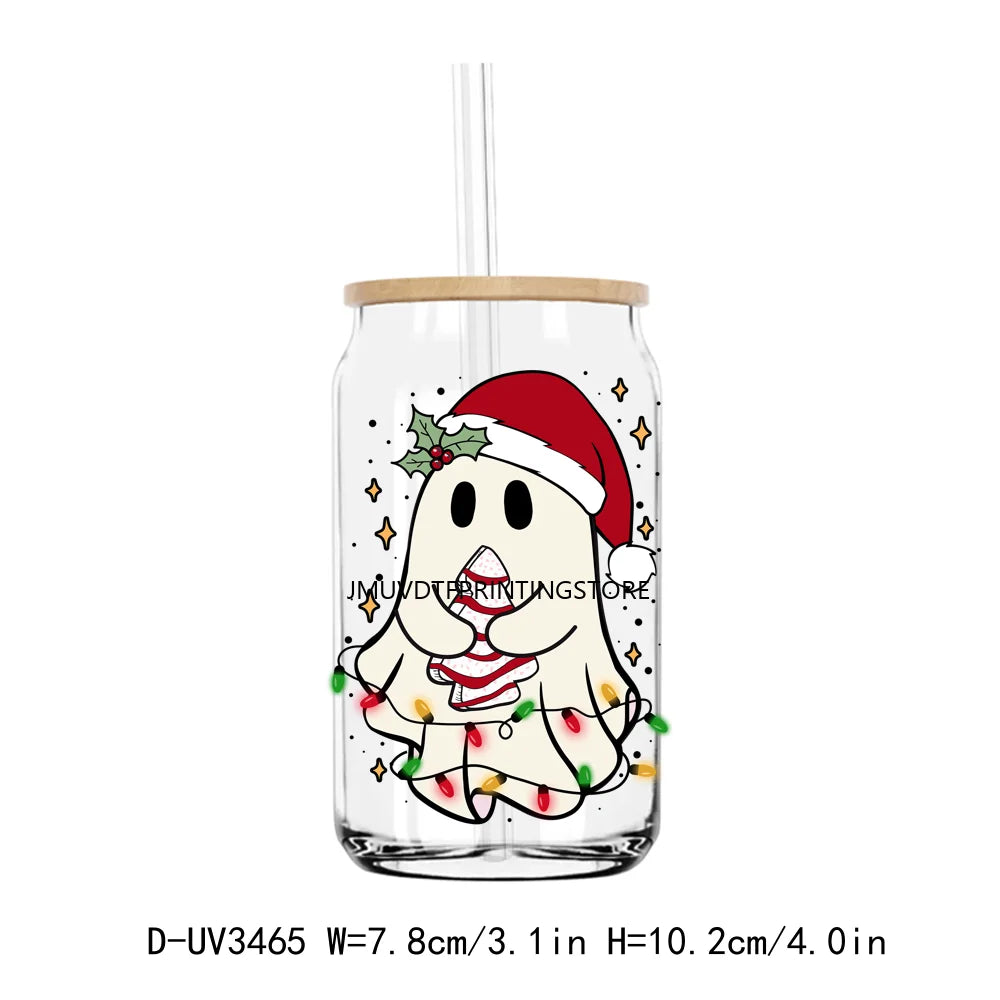 Dead Inside But It's Christmas Skeleton UV DTF Transfers Stickers Decals For Libbey Cold Cups Mugs Tumbler Waterproof DIY Logo