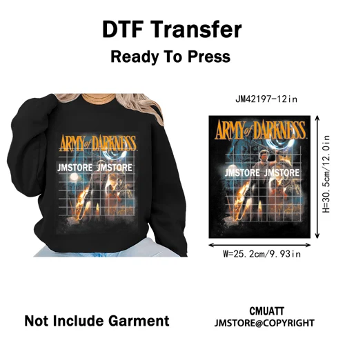 12in Retro Halftone Movie Halloween Spooky Popular Shows Iron on DTF Washable Transfers Stickers Ready to Press for Hoodies