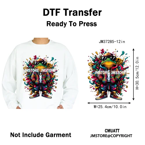 12in Graffiti Streetwear Beasts Cartoon Animals Hip Hop Quotes Iron on DTF Heat Transfers Stickers Ready to Press for Hoodies