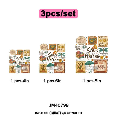 Autumn Festival Fall Season Stars Movie Girls Town Book Lover Iron on Washable DTF Transfers Stickers Ready to Press for Hoodies