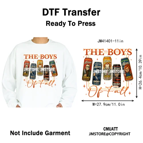 Spooky Soda Can Killer Checkered Horror Characters Drink Halloween Iron on DTF Heat Transfer Stickers Ready to Press for Textile