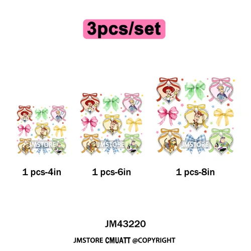 Trendy Girls Mirror Coquette Cartoon Friends Character Trip Holiday Iron on DTF Transfer Stickers Ready to Press for Sweatshirts