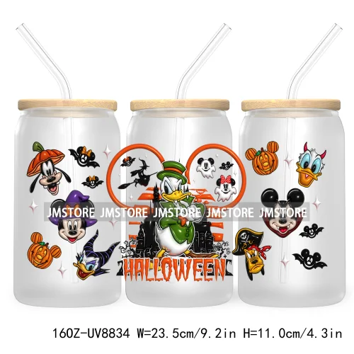 3D Horror Halloween UV DTF Sticker For 16OZ Libbey Glass Cup Can Wrap Transfer Stickers Custom Label DIY Logo Cartoon Blue Koala