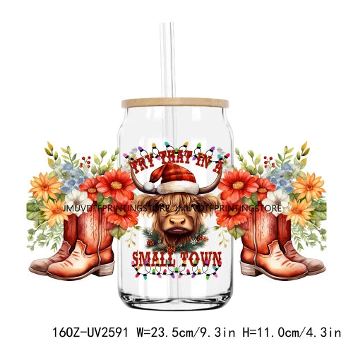 Cute Highland Cow With Pumpkins UV DTF Sticker For 16OZ Libbey Glass Cup Can Wrap Transfer Sticker Custom Labels DIY Logo