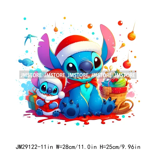 Cartoon Animal Character Merry Christmas Holiday Season Iron On DTF Transfer Stickers Logos Ready To Press For Hoodies