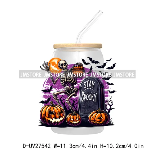 Candy Heart Spooky Ghost Halloween UV DTF Transfer Stickers Decals For Libbey Cold Cup Mug Tumbler Tis The Season Horror Pumpkin