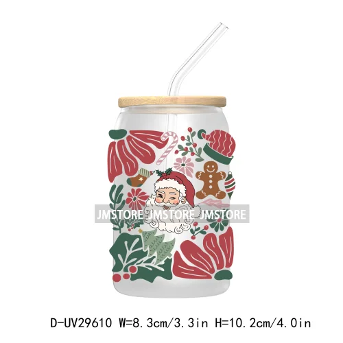 Howdy Christmas Boots UV DTF Transfer Stickers Decals For Libbey Cold Cups Mugs Tumbler Waterproof Labels Western Coquette Bow