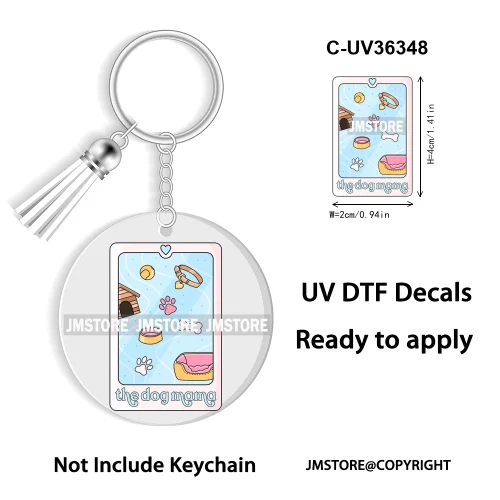 Trendy Bookish Inspirational Quotes UV DTF Decal Round Keychain Ready To Apply WaterProof Transfer Stickers For Circle Keychain