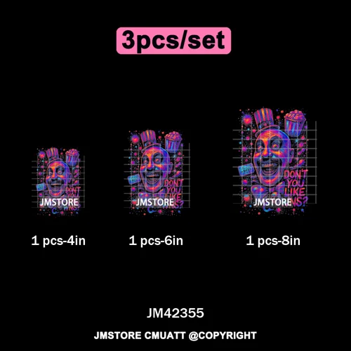 Retro Scary Horror Movie Halloween Costumes Spooky Season Iron on DTF Washable Transfers Stickers Ready to Press for Clothes Bag