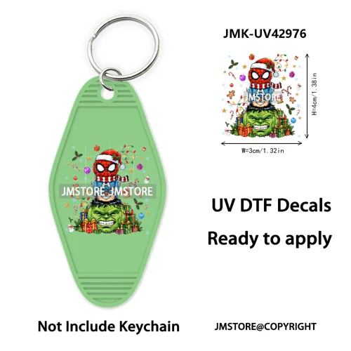 Cartoon Friends Christmas Holiday UV DTF Keychain Wraps Ready To Apply Waterproof High Quality Decals For Hotel Motel Keychain