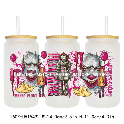 Horror Halloween Killer Friends UV DTF Wraps Transfer Sticker Waterproof Custom High Quality For 16OZ Libbey Glass Can Tumbler