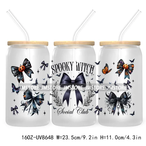 Spooky Witch Social Club UV DTF Cup Wrap For 16OZ Libbey Glass Cups Can Transfer Stickers Custom Labels Logo Halloween Season