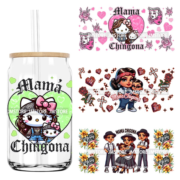 Cartoon Mama Chingona Chicana 16OZ UV DTF Cup Wrap Transfers Stickers Custom Labels Durable Waterproof Logo For Libbey Glass Can